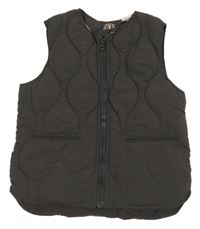 Tmavošedá prošívaná šusťáková zateplená vesta ZARA