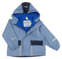 Modro-tmavomodrá nepromokavá jarní bunda s kotvou a kapucí Papagino