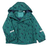 Tmavozelená šusťáková jarní bunda s kapkami a kapucí Lily & Dan