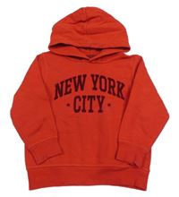 Červená mikina s nápisy a kapucí H&M