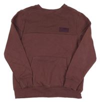 Čokoládová mikina s nášivkou a kapsou a žebrováním George