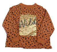 Medovo-černá vzorovaná mikina s nápisy Next