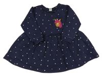 Tmavomodré teplákové šaty s hvězdičkami a kapsou s koníkem Tu