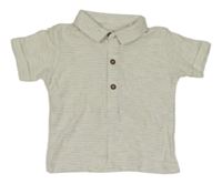 Bílo-světlešedé melírované žebrované polo tričko Matalan