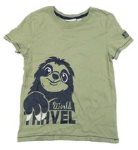 Světlekhaki tričko s lenochodem Kids