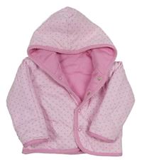 Světlerůžový propínací zateplený oboustranný kojenecký kabátek s kapucí M&S
