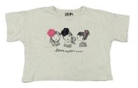 Krémové crop tričko s holčičkami s flitry F&F