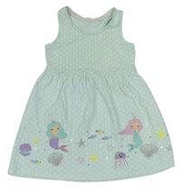 Světlemodré puntíkované bavlněné šaty s mořskou pannou Bluezoo