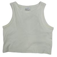 Smetanový žebrovaný crop top Zara