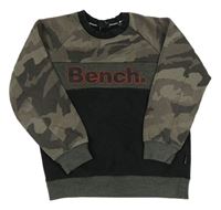 Černo-šedá mikina s army vzorem a logem Bench