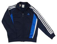 Tmavomodro-modro-bílá sportovní propínací mikina s logem Adidas