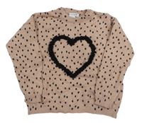 Starorůžový puntíkatý svetr se srdcem Primark