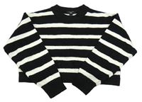 Černo-bílý pruhovaný vlněný crop svetr New Look