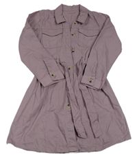 Starorůžové plátěné propínací košilové šaty s páskem Nutmeg