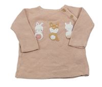 Růžový svetr se zvířaty F&F