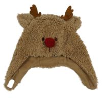 Hnědá huňatá čepice - sob F&F