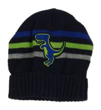 Tmavomodrá čepice s dinosaurem a pruhy Pep&Co