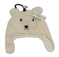 Nové - Světlebéžová huňatá podšitá čepice - medvěd F&F