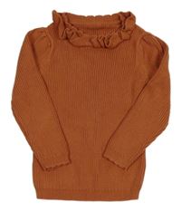 Skořicový žebrovaný svetr s límečkem George