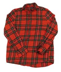 Červeno-černo-barevná kostkovaná flanelová košile Next