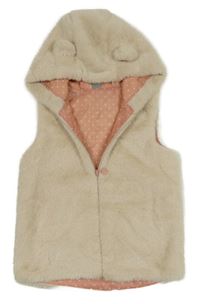 Béžová kožešinová podšitá vesta s kapucí Little Kids