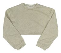 Světlešedá melírovaná crop mikina