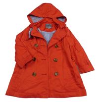 Červený plátěný jarní kabát s kapucí JBC