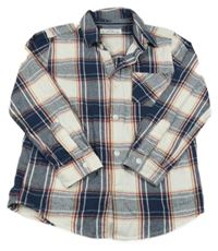 Bílo-tmavomodro-vínová kostkovaná košile Matalan