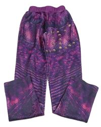 Fialovo-růžové vzorované legíny