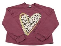 Vínová mikina se vzorovaným srdcem River Island
