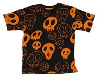 Černé tričko s lebkami Next
