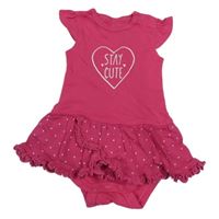 Fuchsiové body se srdcem s nápisem a puntíkatou sukní C&A