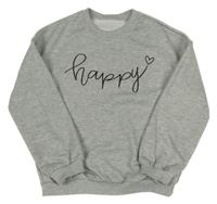 Šedá melírovaná mikina s nápisem se srdcem