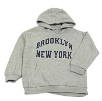 Šedá melírovaná mikina s nápisem a kapucí F&F