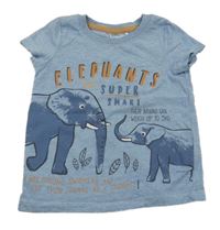 Modré melírované tričko se slony So Cute
