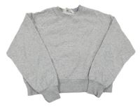 Šedá melírovaná oversize mikina s mašlemi z perel H&M