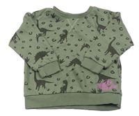 Khaki lehká mikina s dinosaury George