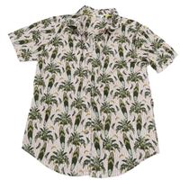 Bílo-khaki vzorovaná košile s palmami M&Co.