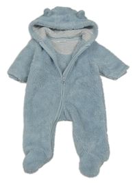 Světlemodrá chlupatá kombinéza s kapucí Next