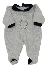 Šedý sametový overal s medvědem 