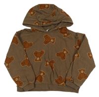 Hnědá crop mikina s medvědy a kapucí Pep&Co