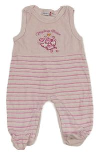 Světlerůžové pruhované sametové dupačky s obrázkem NKD