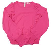 Tmavorůžová šifonová halenka s volánky WE