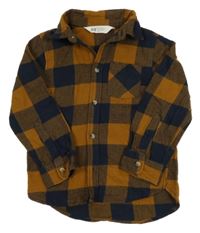 Hnědo-tmavomodrá kostkovaná košile H&M