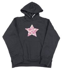 Tmavošedá mikina s hvězdou a kapucí