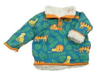 Modro-zelená vzorovaná zateplená mikina s leopardy 