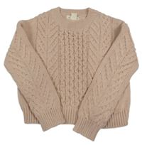 Světlerůžový vzorovaný crop svetr H&M