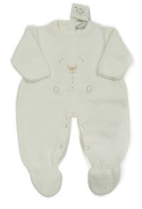 Nové - bílý pletený overal s medvědem 