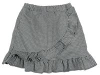 Černo-šedá kostičkovaná sukně s volánkem F&F