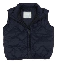 Tmavomodrá šusťáková prošívaná lehce zateplená vesta Primark